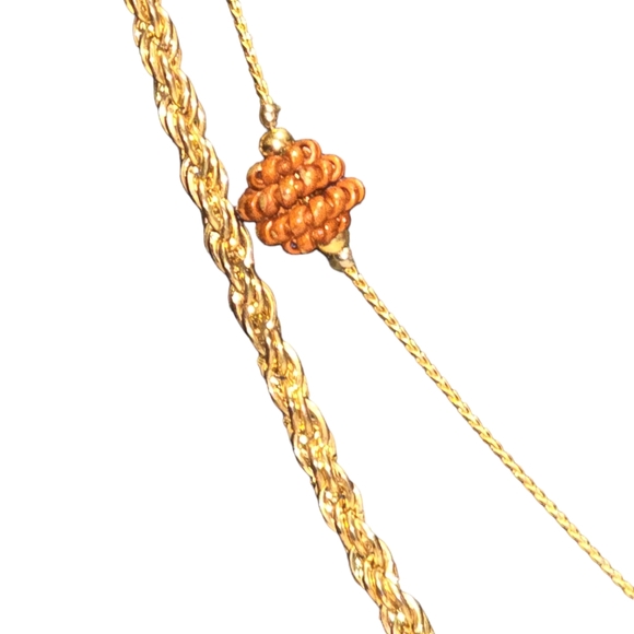 Vintage Gold Tone Basemetal Rope Chain With beads - Picture 2 of 3